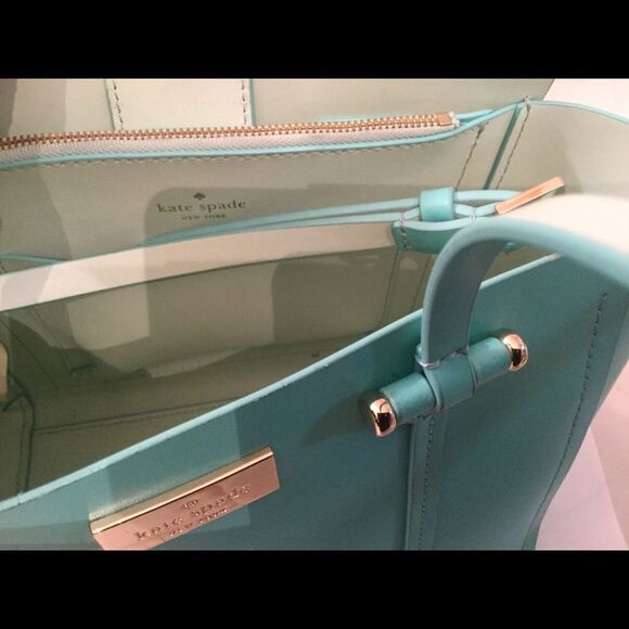 Kate spade light blue handbag tote shoulder bag - Picture 7 of 12